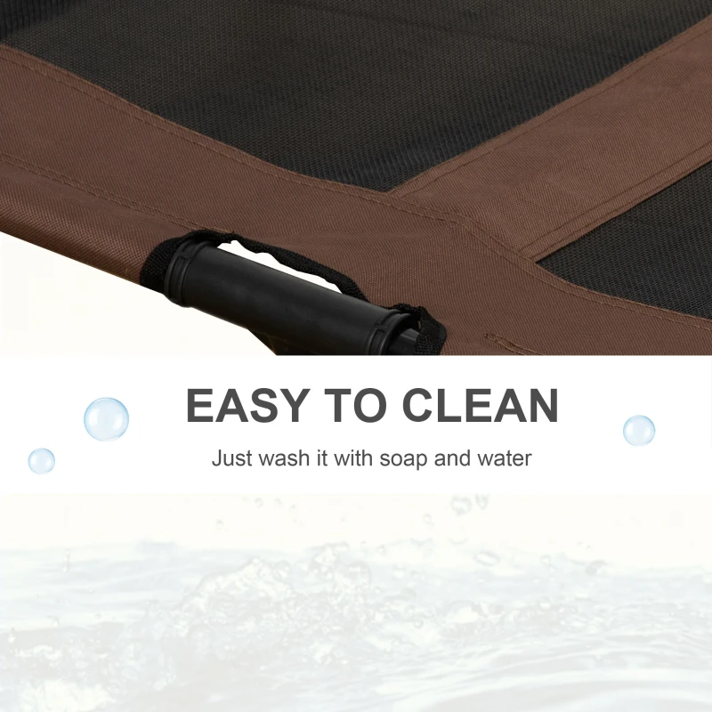 PawHut Elevated Pet Bed Portable Raised Cot with Non-Slip Feet for Outdoor & Indoor Use, Coffee