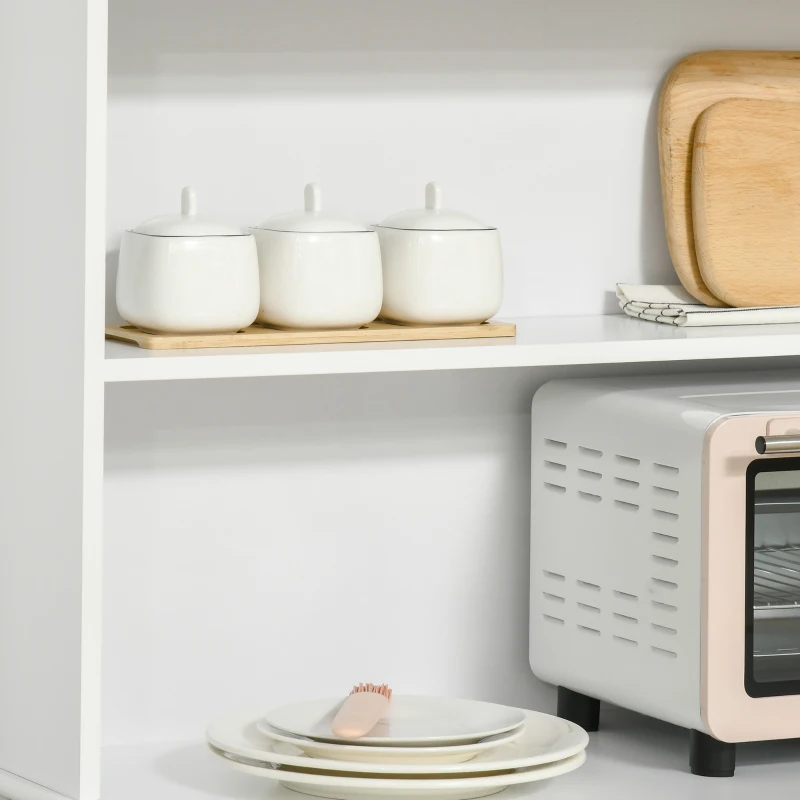 HOMCOM Modern 58" Kitchen Buffet with Hutch, Microwave Cabinet with Drawer and Storage Cupboard for Dining Room, White