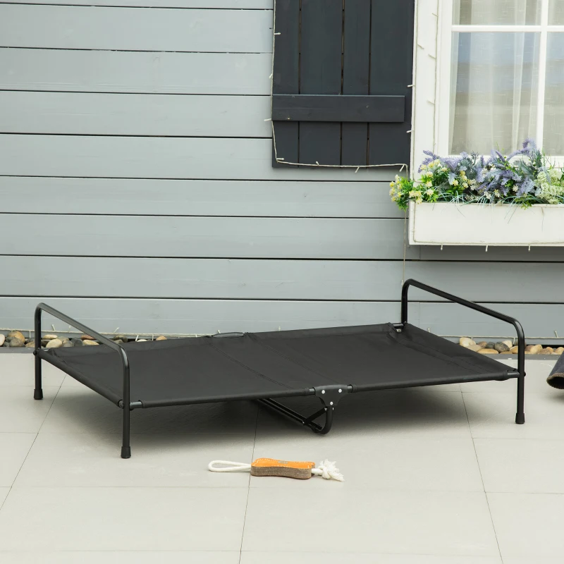 PawHut Elevated Dog Bed, Outdoor Dog Cot, Pet Mat, with Soft Cushion, Breathable Mesh, Washable Cover, for Extra Large-Sized Dog, Grey