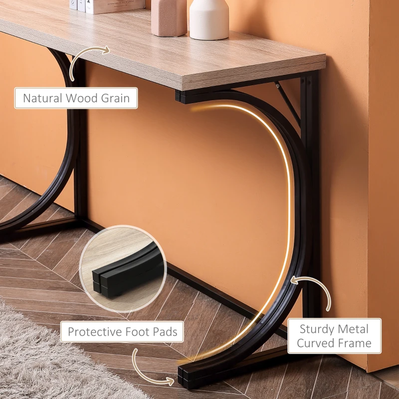 HOMCOM Folding Dining Table, Rectangular Table with Metal Frame, Space Saving for Small Kitchen, Black