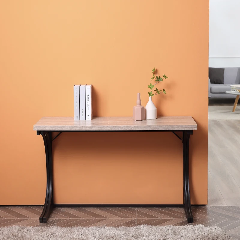 HOMCOM Folding Dining Table, Rectangular Table with Metal Frame, Space Saving for Small Kitchen, Black