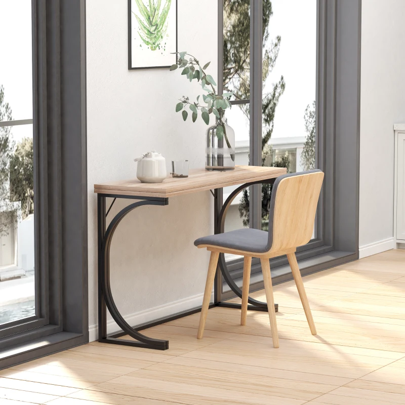 HOMCOM Folding Dining Table, Rectangular Table with Metal Frame, Space Saving for Small Kitchen, Black