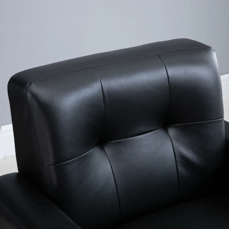 HOMCOM PU Leather Armchair Padded Accent Club Chair,  Tufted Back Wooden Seat with Armrest Living Room Furniture, 31.5" W, Black