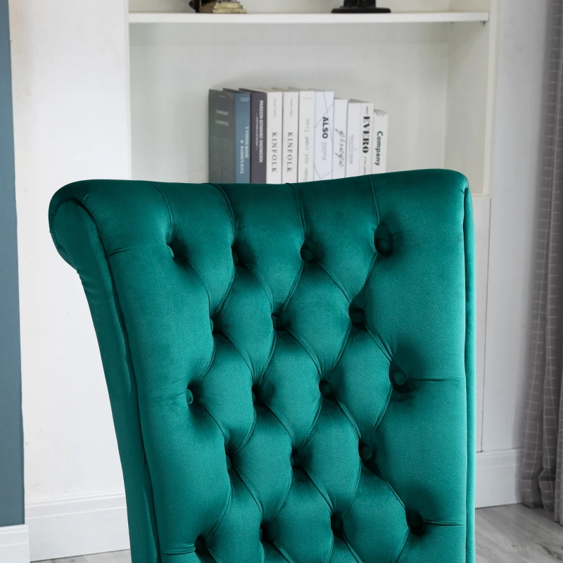 HOMCOM 45" Tufted High Back Velvet Accent Chair Living Room Soft Padded Couch Lounge (Green)