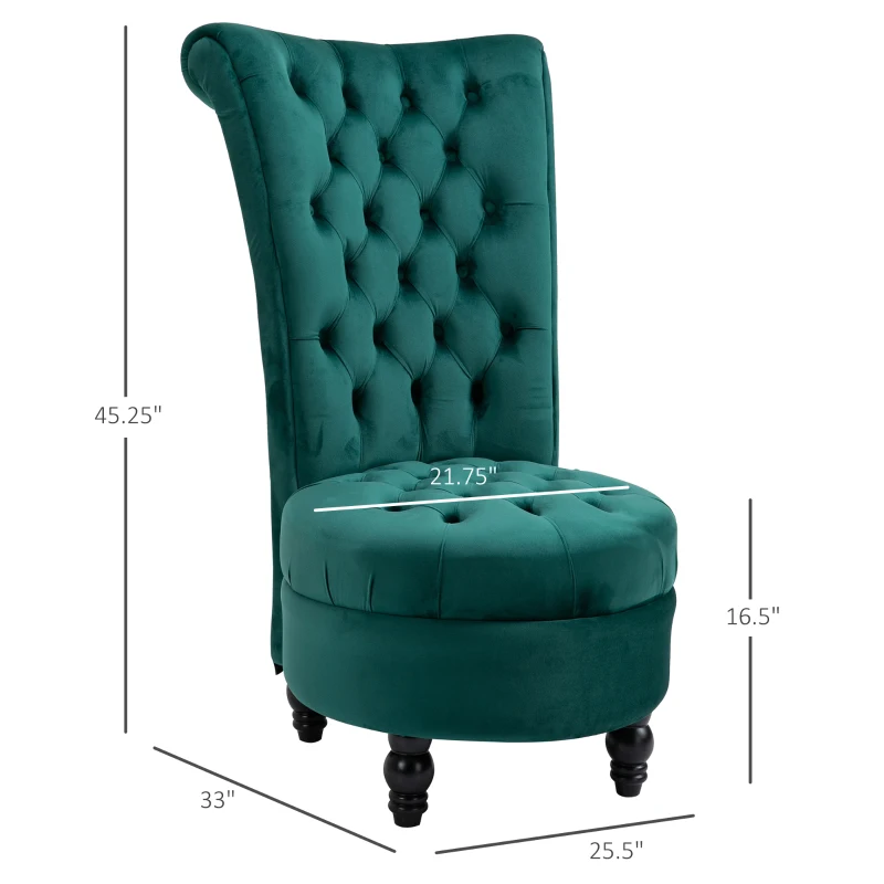 HOMCOM 45" Tufted High Back Velvet Accent Chair Living Room Soft Padded Couch Lounge (Green)