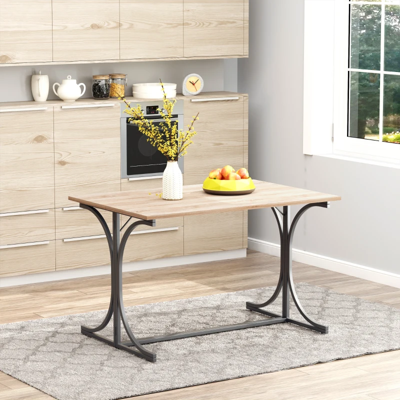 HOMCOM Folding Dining Table, Rectangular Table with Metal Frame, Space Saving for Small Kitchen, Black