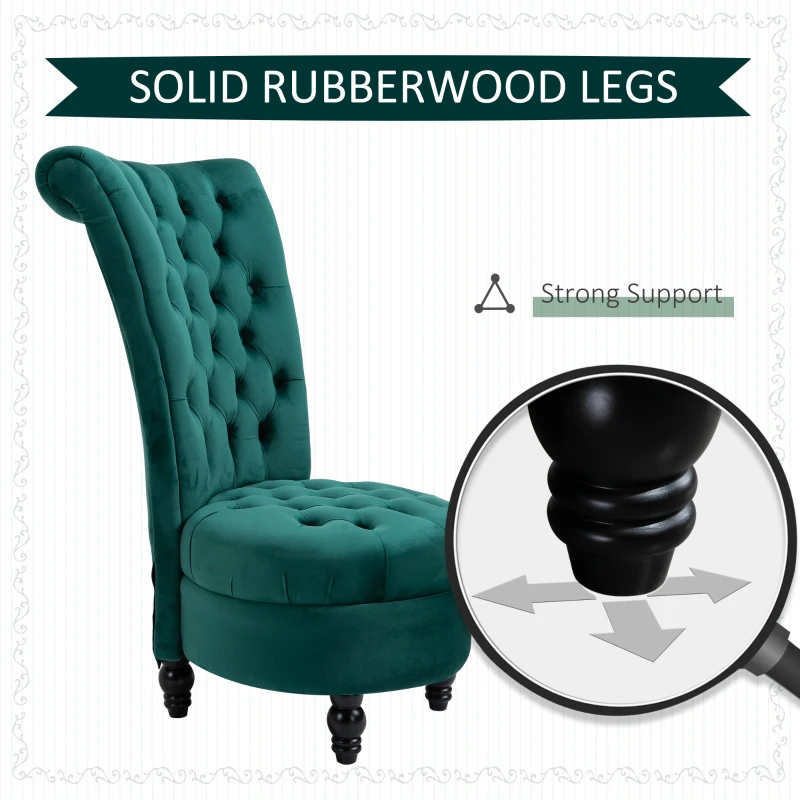 HOMCOM 45" Tufted High Back Velvet Accent Chair Living Room Soft Padded Couch Lounge (Green)