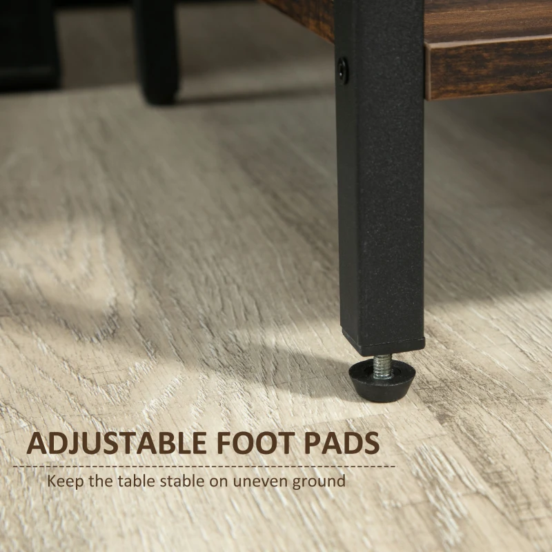 HOMCOM Industrial Nightstand, Bedside Table with Drawer and Storage Shelves, Side End Table with Steel Frame for Bedroom, Rustic Brown