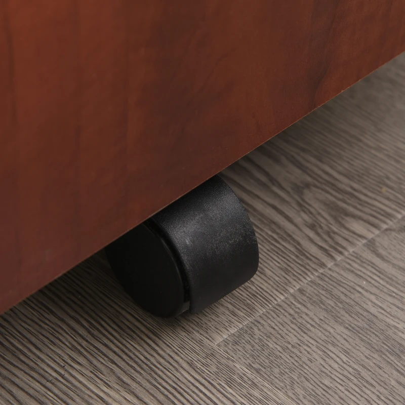 HOMCOM 3 Drawer Storage Cabinet, Mobile Desk Cabinet Under Desk with Wheels, Printer Stand for Home Office, Brown