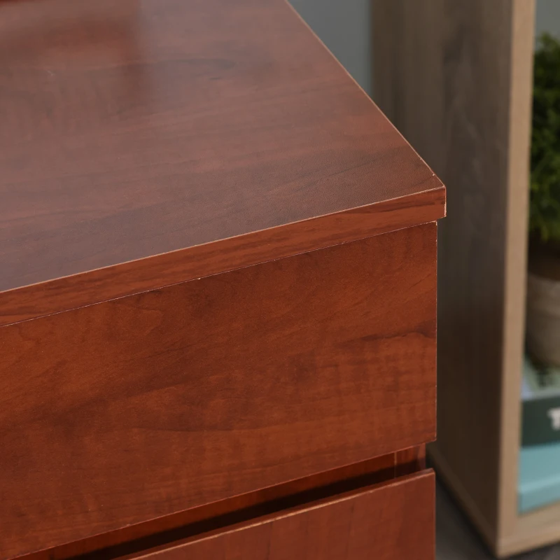 HOMCOM 3 Drawer Storage Cabinet, Mobile Desk Cabinet Under Desk with Wheels, Printer Stand for Home Office, Brown