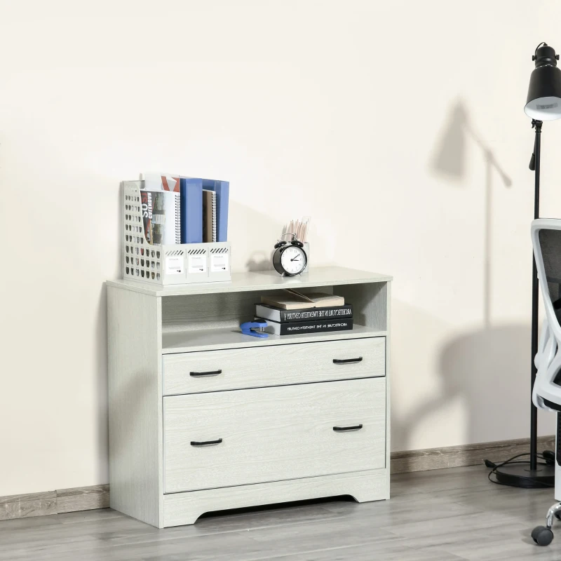 Vinsetto Lateral File Cabinet with Shelf, Office Storage Cabinet with 2 Drawers, Fits Letter Sized Papers, Grey