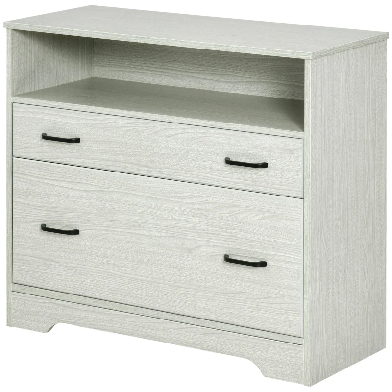 Vinsetto Lateral File Cabinet with Shelf, Office Storage Cabinet with 2 Drawers, Fits Letter Sized Papers, Grey