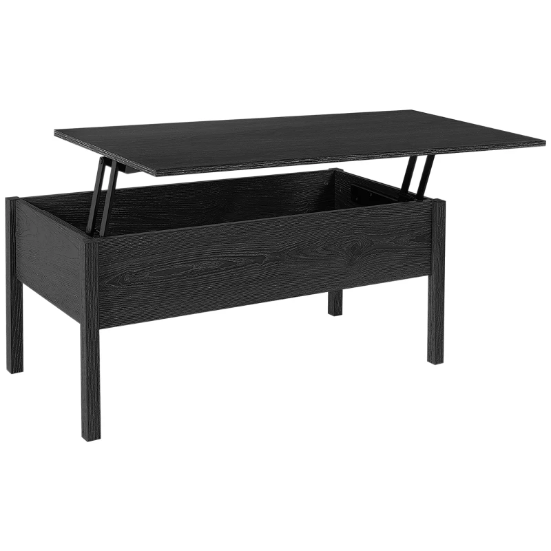HOMCOM Wood Living Room End Table Furniture With Lift Top Storage Space, Black