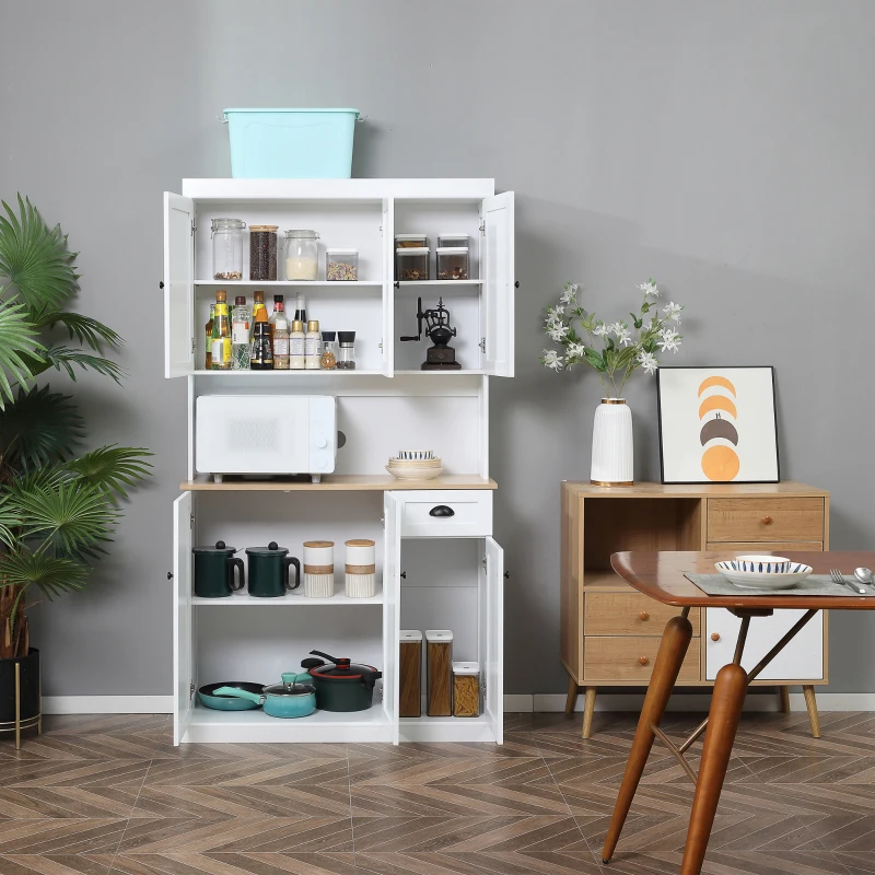 HOMCOM 71" Kitchen Pantry Storage Cabinet with Storage, White