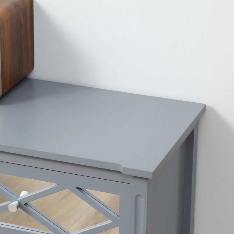 HOMCOM 3 Drawers Dresser with Mirror Panels, Chest of Drawers for Bedroom, Storage Cabinet for Bathroom Living Room, Entryway, Grey