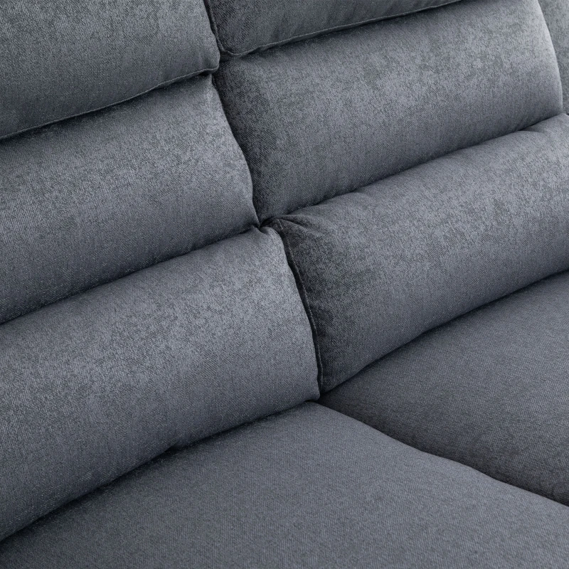 HOMCOM Modern 3-Seater Recliner Sofa with Linen Fabric and Thick Sponge Padding, 3 Seater Couch Recliner Couch Manual Reclining Sofa Living Room Furniture, Gray