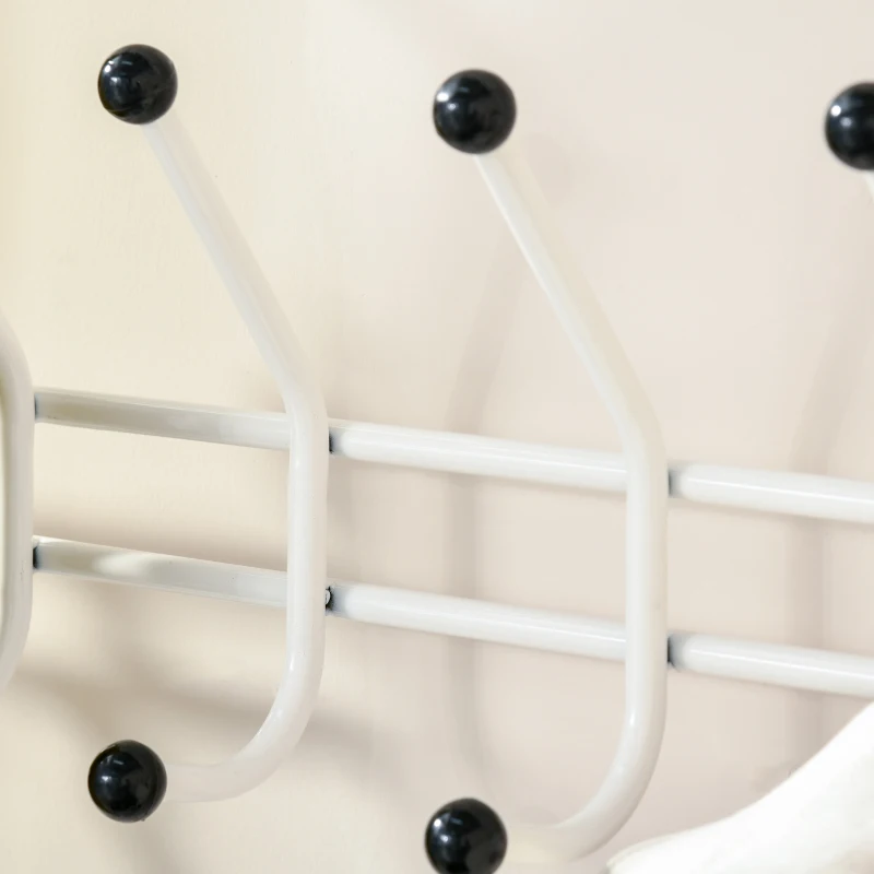 HOMCOM Heavy Duty 2-In-1 Metal Coat Stand, Coat Hanger, Shoe Rack Entryway Hall Tree with 3 Tier Shelves,18 Hooks, White