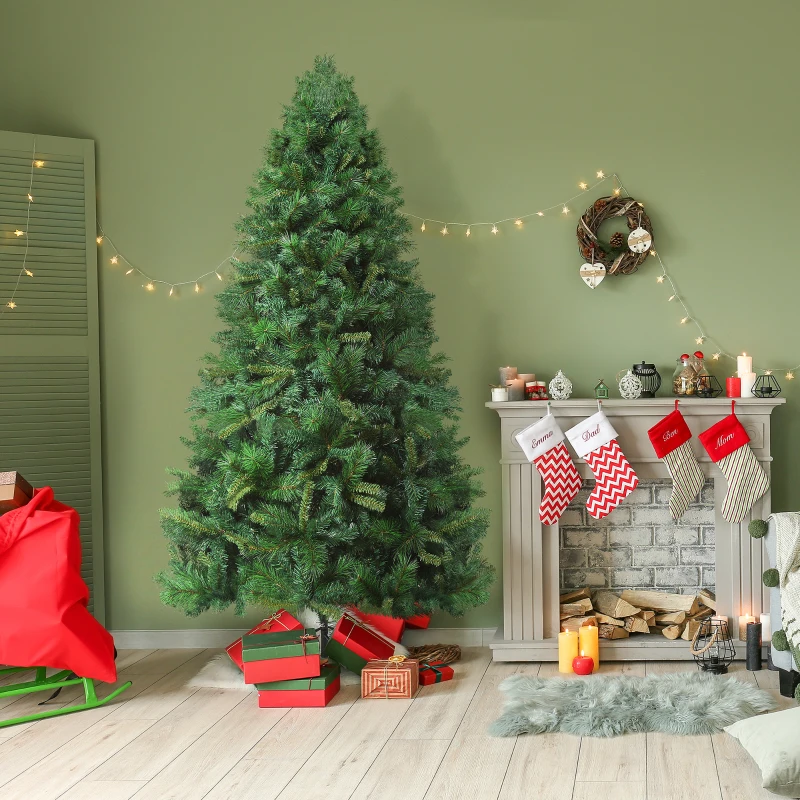 HOMCOM 7ft Unlit Full Pine Artificial Christmas Tree with Realistic Branches and 1160 Branch Tips