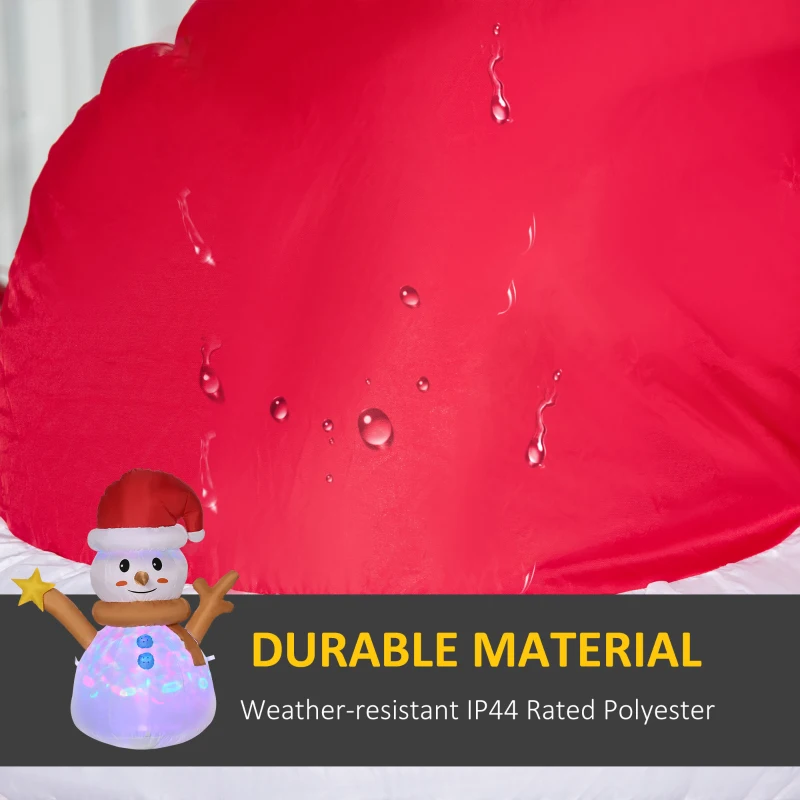 Outsunny 4ft Inflatable Christmas Snowman with Santa's Hat and Star, Blow-Up Outdoor LED Yard Display for Lawn Garden Party