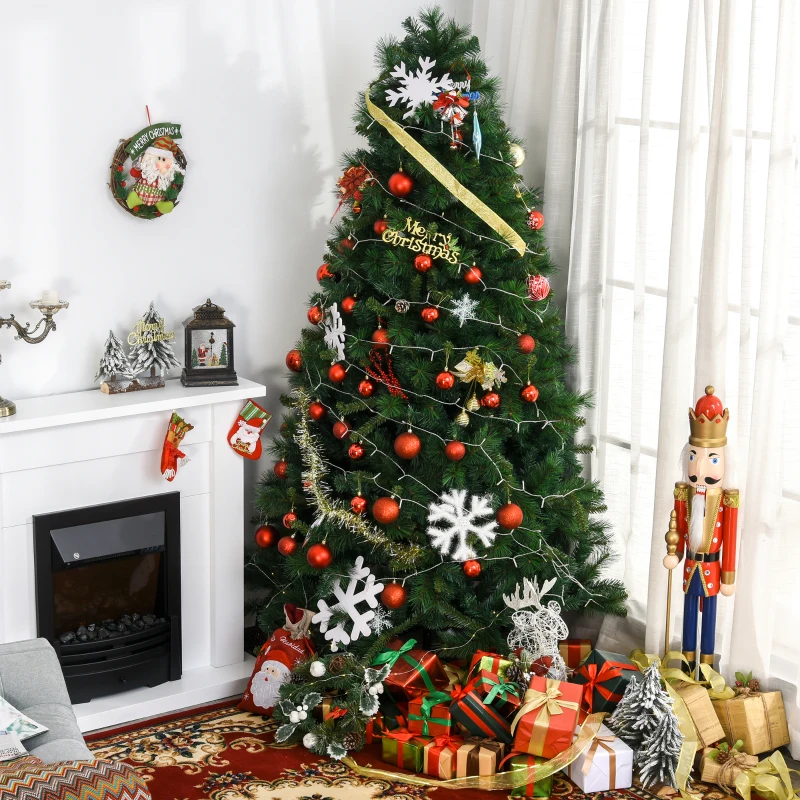 HOMCOM 7ft Unlit Full Pine Artificial Christmas Tree with Realistic Branches and 1160 Branch Tips