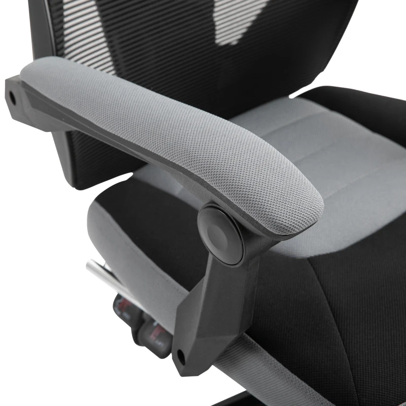Vinsetto Home Office Chair Adjustable Height Recliner with Retractable Footrest, Mesh Back - Gray
