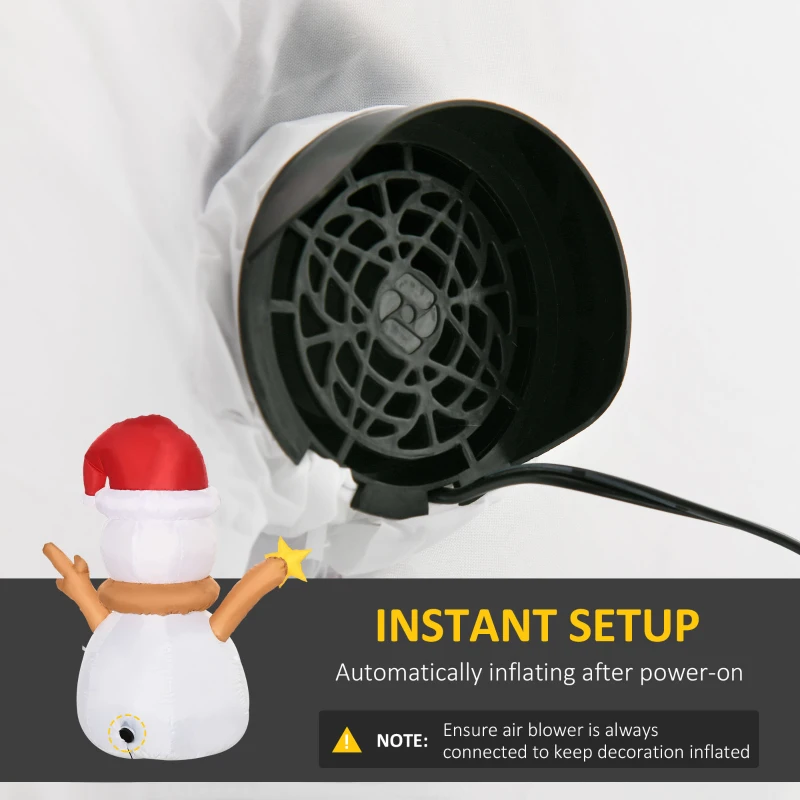 Outsunny 4ft Inflatable Christmas Snowman with Santa's Hat and Star, Blow-Up Outdoor LED Yard Display for Lawn Garden Party