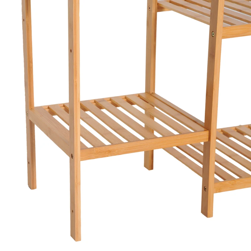 HOMCOM 9-Tier Bamboo Storage Shelf, Plant Stand, Utility Slatted Shelving Unit for Living Room, Balcony, Hallway, Bathroom, Natural