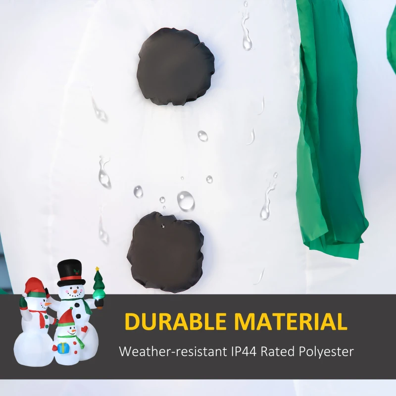 Outsunny 7ft Inflatable Christmas Snowman Family with Christmas Tree and Gift Box, Blow-Up Outdoor LED Yard Display for Lawn Garden Party