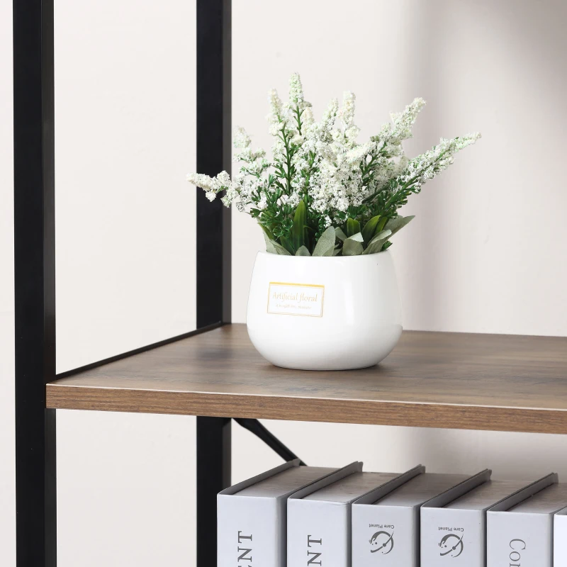 HOMCOM 4-Tier Industrial Bookshelf, Floor Standing Display Shelf, Bookcase with Metal Frame and Storage Shelving unit for Home Office, Living Room, Bedroom, Brown