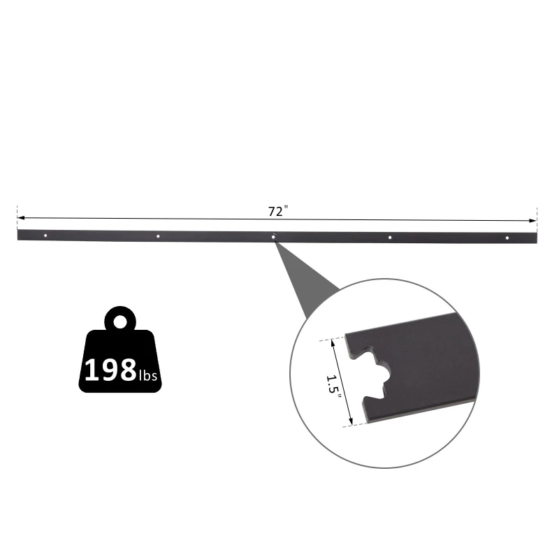 HomCom 6' Modern Interior Sliding Barn Door Hardware Kit - Black Carbon Steel Star