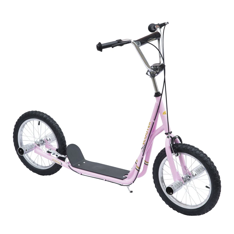 HOMCOM Youth Scooter Adult Teen Kick Scooter Kids Children Stunt Scooter Bike Bicycle Ride On 16" Pneumatic Tyres (Pink)