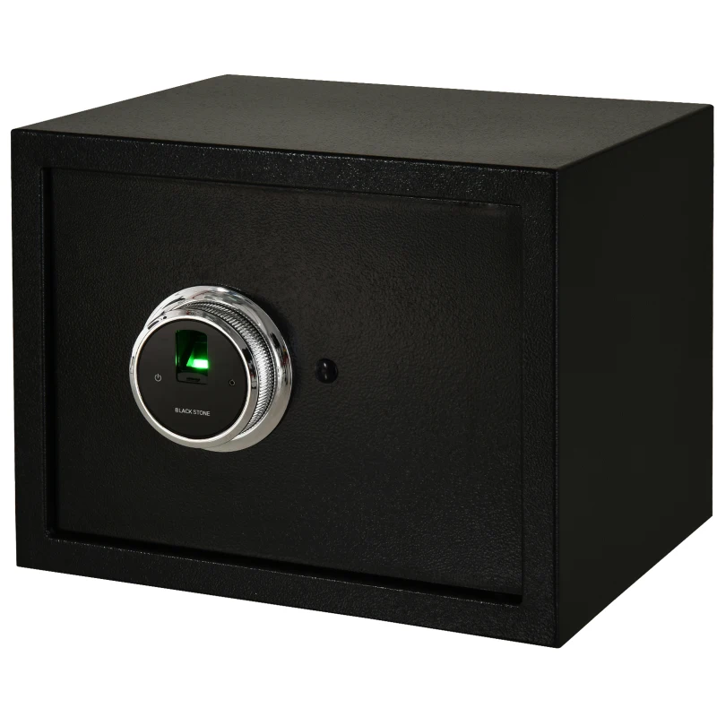 HOMCOM Fingerprint Electronic Security Safe Box, 0.95 Cubic Feet Cabinets, with 2 Emergency Keys, Removable Shelf, Great for Home, Hotel, Office, Black