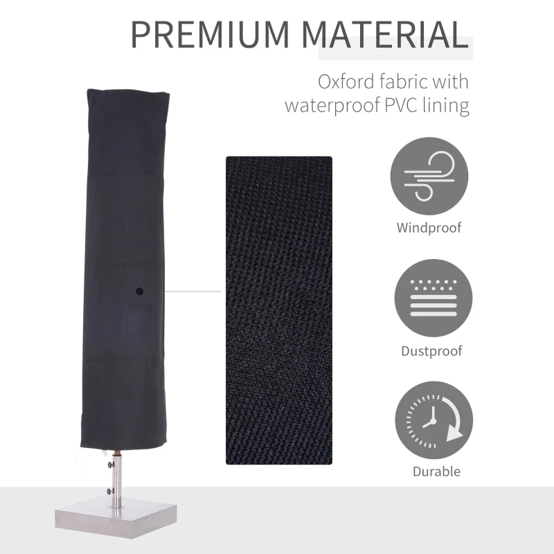 Outsunny Outdoor Large Umbrella Cover Patio Cantilever Banana Parasol Protector Weather Resistant Black