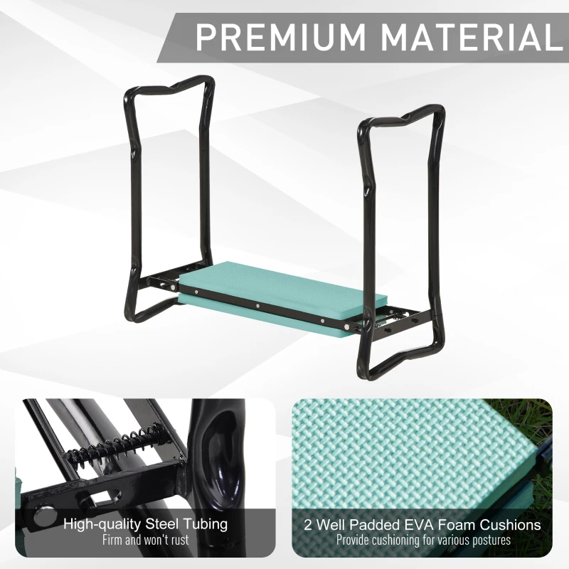 New Folding Garden Kneeler with Cushion Seat, Sturdy Gardener Kneeling Pad, Multi-Functional for Gardening, Weeding, Green