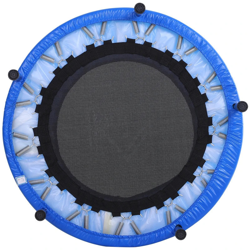Soozier Φ38” Foldable Mini Fitness Trampoline Home Gym Yoga Exercise Rebounder Indoor Outdoor Jumper with Safety Pad, Blue/Black