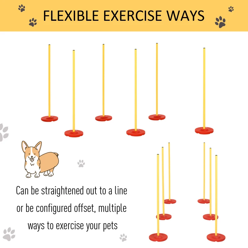 PawHut Dog Agility Training Equipment Fun Pet Obstacle Course Set Dog Agility Hurdle w/ Weaves Poles, Storage Bag for Pet Dog Outdoor Garden Patio Games Training