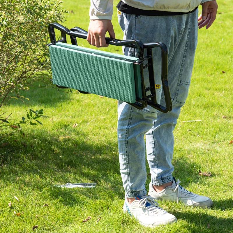 New Folding Garden Kneeler with Cushion Seat, Sturdy Gardener Kneeling Pad, Multi-Functional for Gardening, Weeding, Green