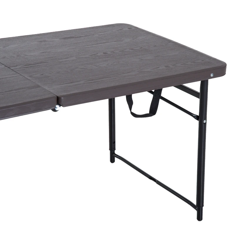 Outsunny 4ft Outdoor Folding Camping Table Height Adjustable Garden Backyards BBQ Party Picnic Table Coffee