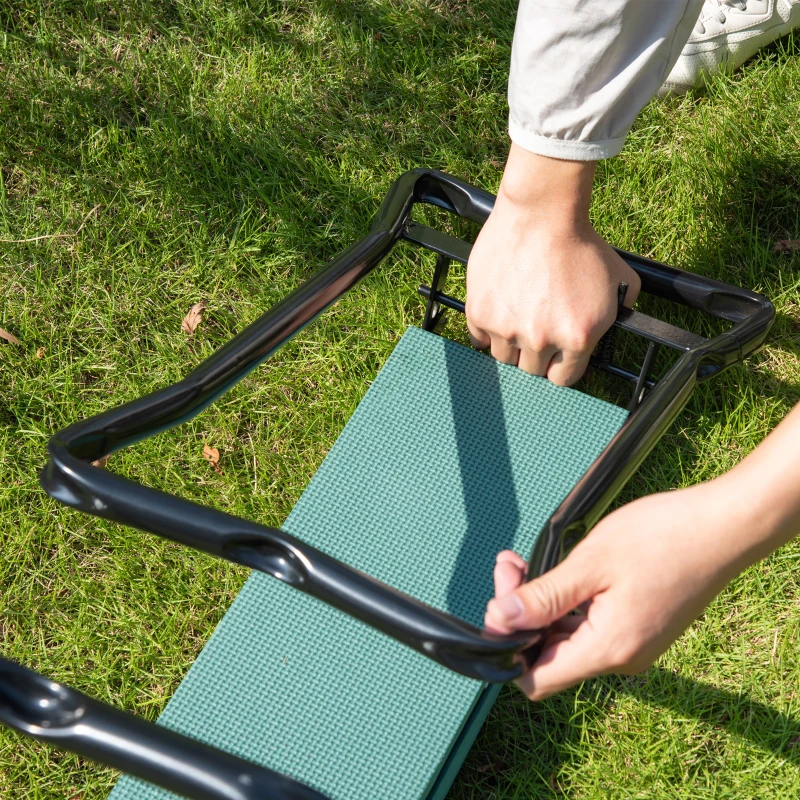 New Folding Garden Kneeler with Cushion Seat, Sturdy Gardener Kneeling Pad, Multi-Functional for Gardening, Weeding, Green