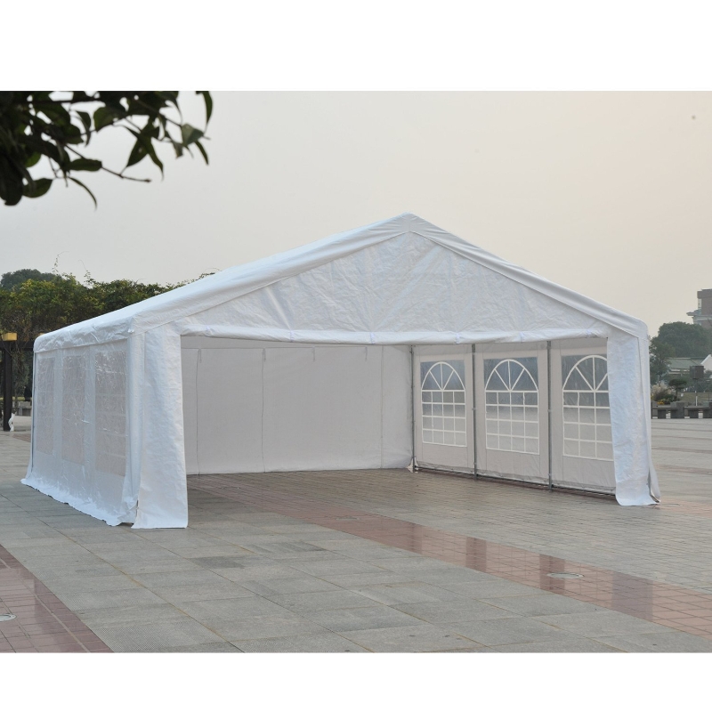 Outsunny 20' x 20' Heavy-duty Large Outdoor Carport Garage Party Event Tent Patio Gazebo Canopy with Removable Sidewall, White