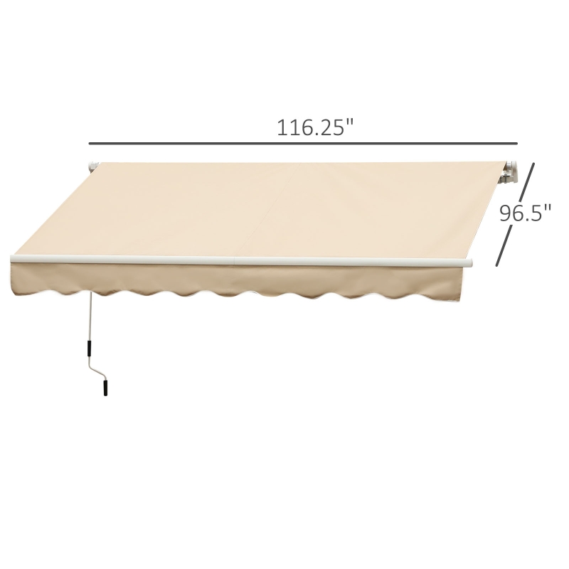 Outsunny 10' x 8' Manual Retractable Sun Shade Patio Awning - Beige