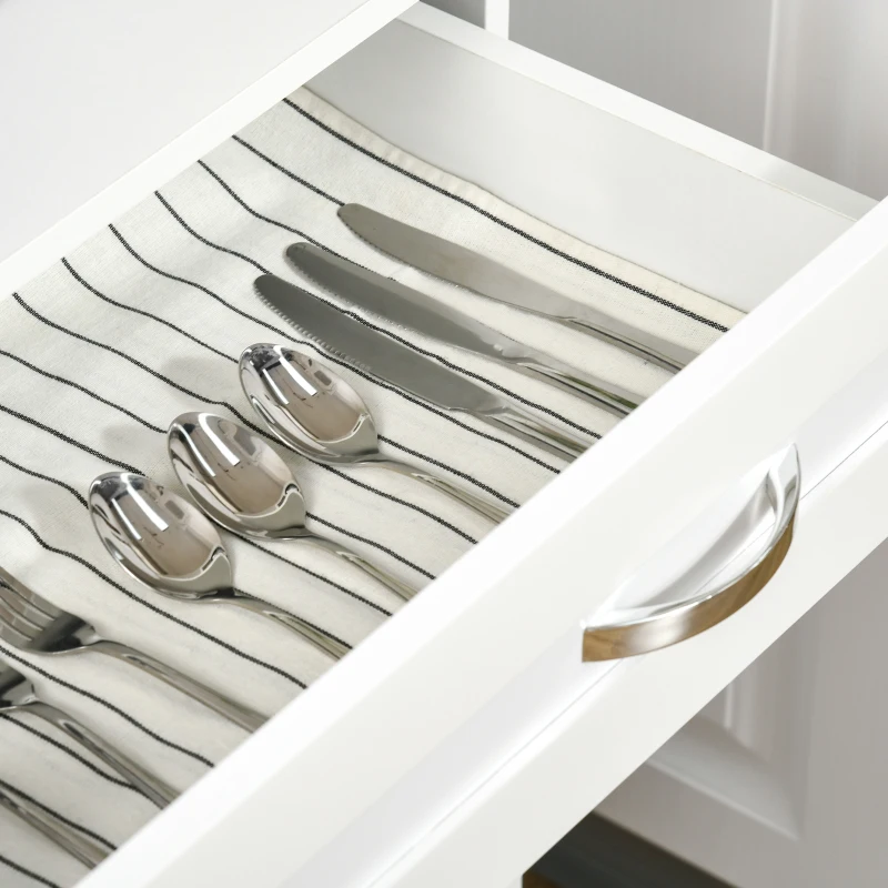 HOMCOM 67" Buffet with Hutch, Modern Kitchen Pantry, Freestanding Storage Cabinet with Framed Glass Doors, Shelves and Drawers, White