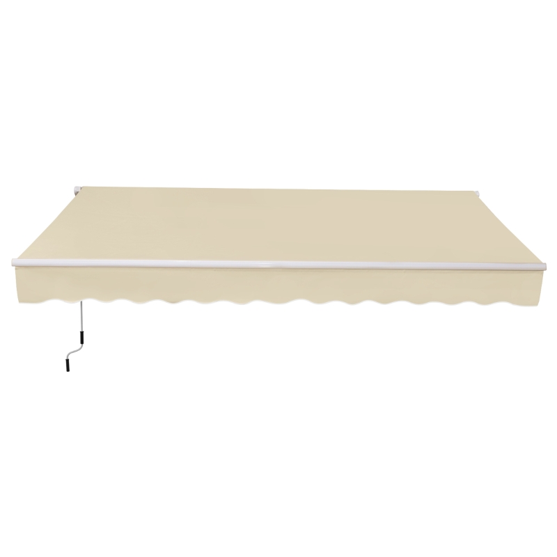 Outsunny 12' x 8' Retractable Awning Patio Awnings Sun Shade Shelter with Manual Crank Handle, 280g/m² UV & Water-Resistant Fabric and Aluminum Frame for Deck, Balcony, Yard, Cream White