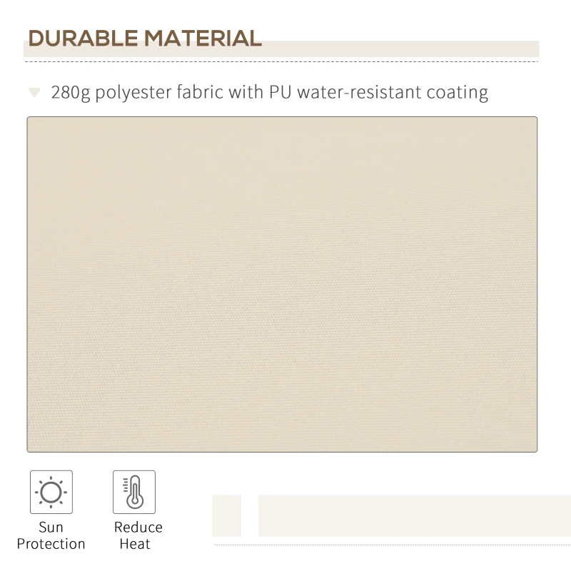 Outsunny 12' x 8' Retractable Awning Patio Awnings Sun Shade Shelter with Manual Crank Handle, 280g/m² UV & Water-Resistant Fabric and Aluminum Frame for Deck, Balcony, Yard, Cream White