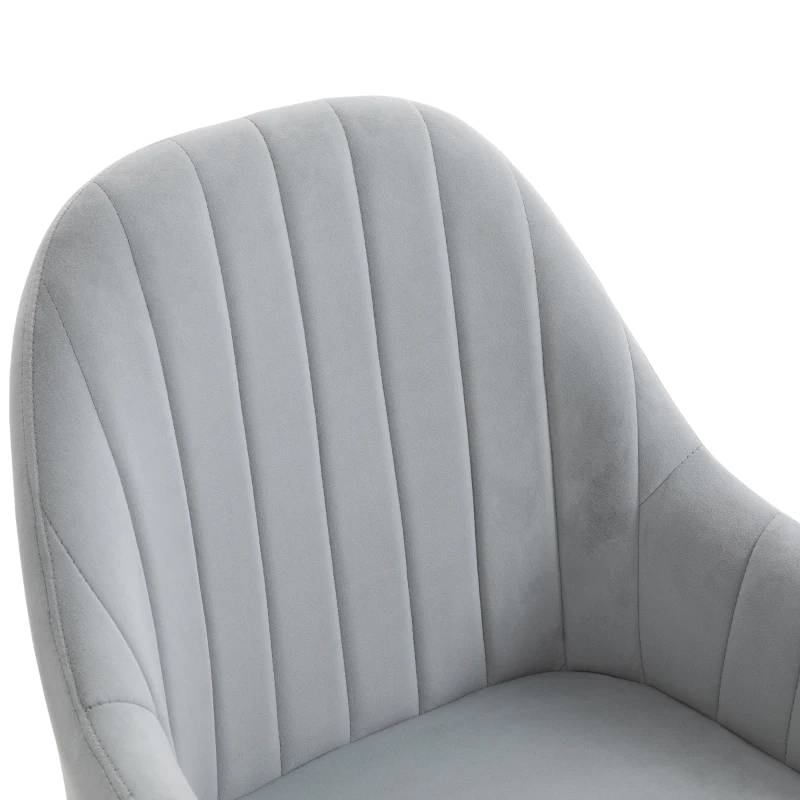 HOMCOM Velvet Dining Chairs Set of 2, Fabric Upholstered Leisure Accent Chairs with Solid Rubber Legs for Kitchen, Living Room, Bedroom, Grey