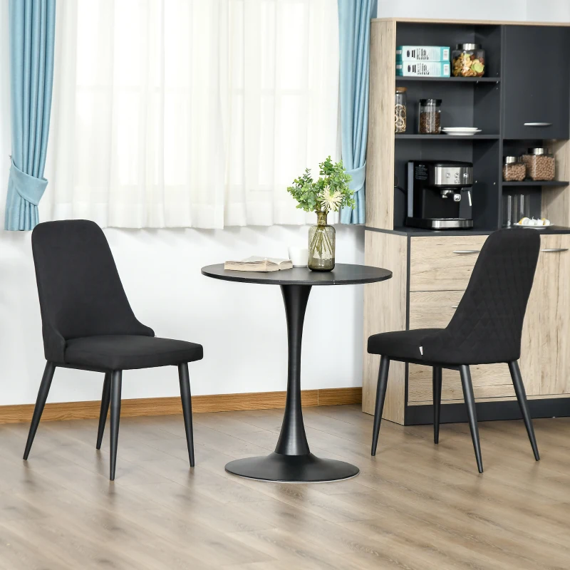 HOMCOM Modern Dining Chair Set of 2, Fabric Upholstered Side Chairs for ...