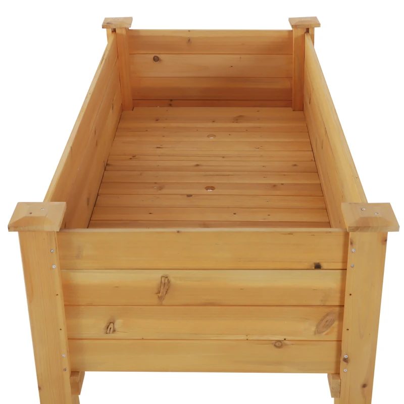 Outsunny 48" x 24" Raised Garden Bed Elevated Wooden Planter Box for Backyard, Patio, Balcony