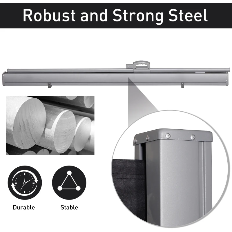 Outsunny 118" x 63" Side Awning, Retractable Privacy Screen & Driveway Guard, Instant Outside Screen, Wall, or Fence, Side Shade and Wind Block for Indoor Outdoor, Garden, Black