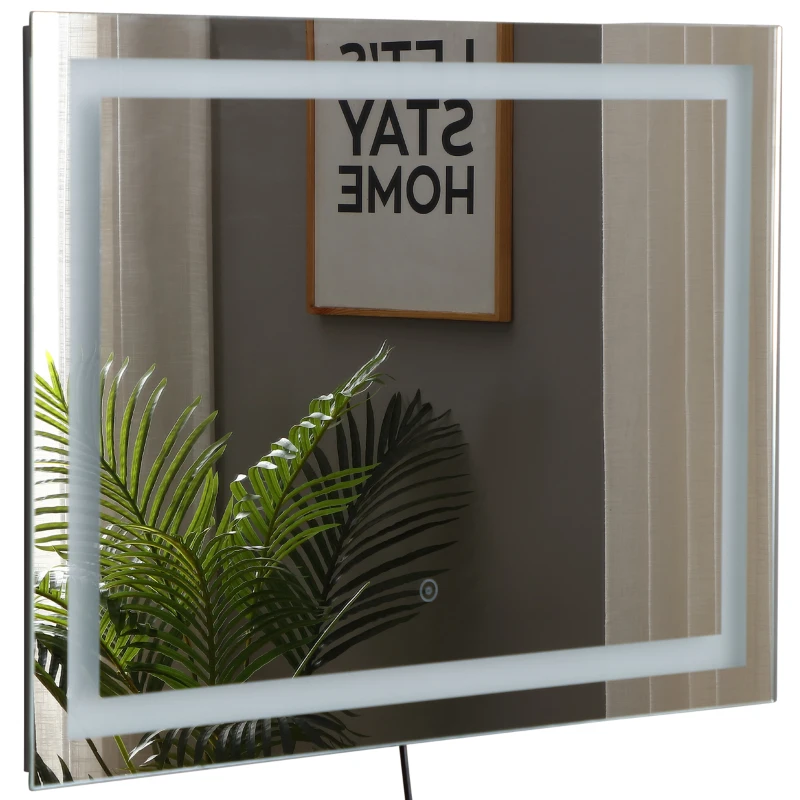 HOMCOM Illuminated LED Bathroom Vanity Mirrors with Lights Modern Makeup Wall Mirror