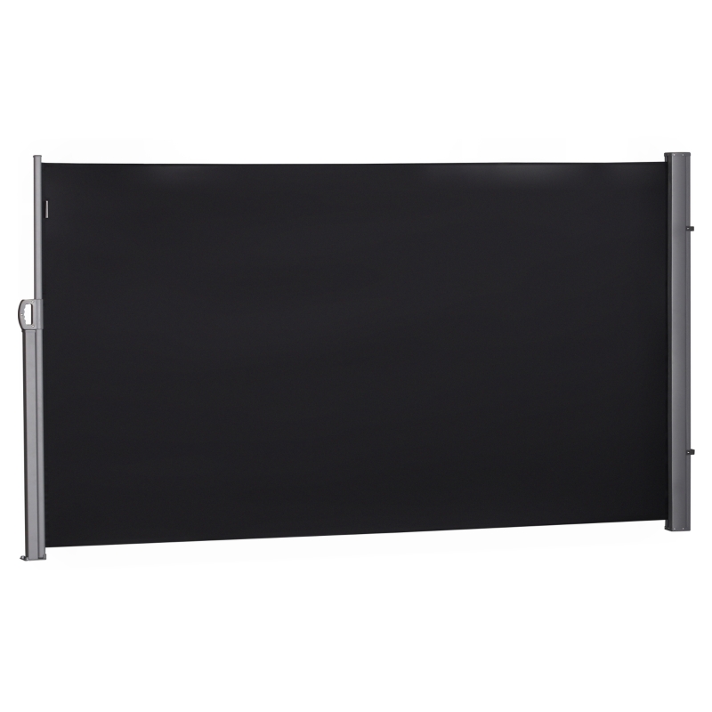 Outsunny 118" x 63" Side Awning, Retractable Privacy Screen & Driveway Guard, Instant Outside Screen, Wall, or Fence, Side Shade and Wind Block for Indoor Outdoor, Garden, Black